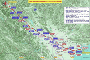 Hướng tuyến đường sắt Lào Cai - Hà Nội - Hải Phòng. Ảnh: Ban quản lý dự án đường sắt.