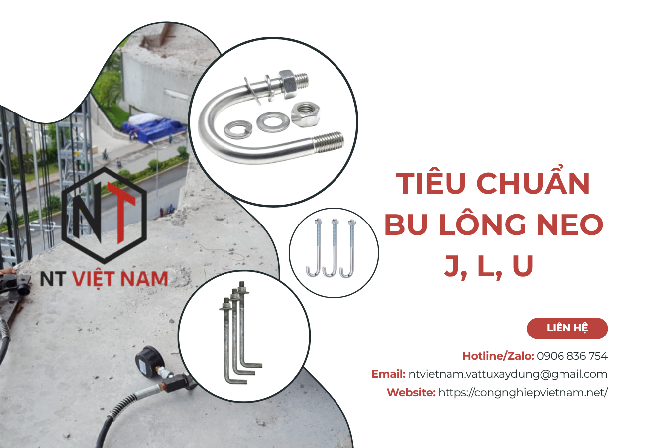Tiêu chuẩn bu lông neo J, L, U trong thi công nhà xưởng