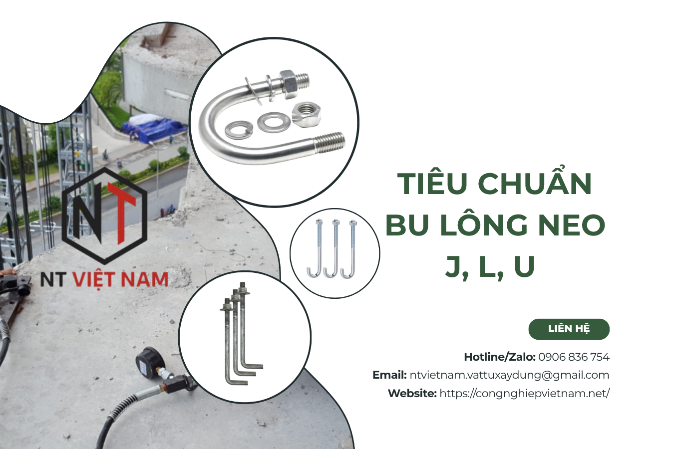 Tiêu chuẩn bu lông neo J, L, U trong thi công nhà xưởng
